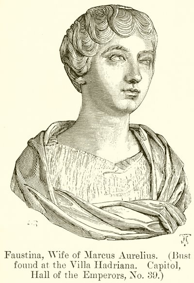 Faustina, Frau von Marcus Aurelius (Büste gefunden in der Villa Hadriana. Kapitol, Halle der Kaiser, Nr. 39) von English School