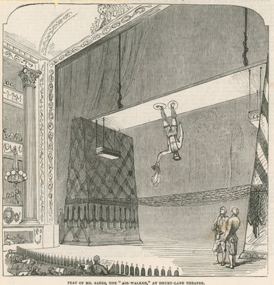 Kunststück von Mr. Sands, dem Luftwanderer, im Drury Lane Theatre, London von English School