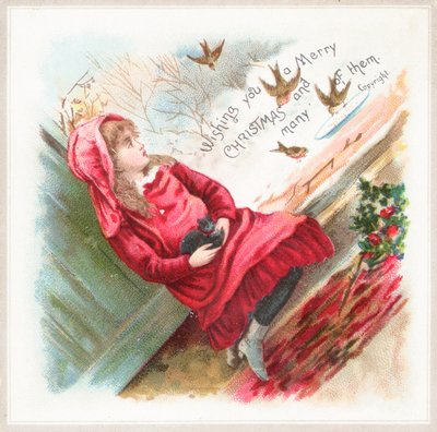 Vögel füttern, Weihnachtskarte von English School
