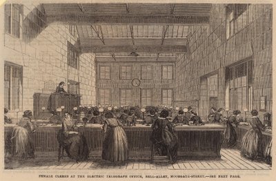 Weibliche Angestellte im elektrischen Telegraphenamt, Bell Alley, Moorgate Street von English School