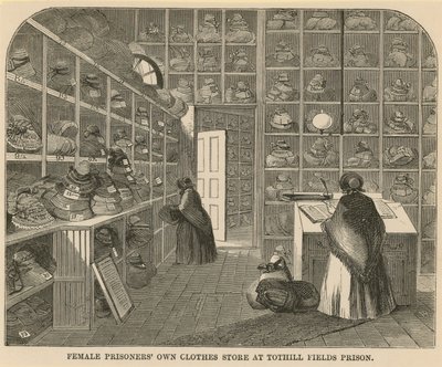 Kleiderlager für weibliche Gefangene im Tothill Fields Prison von English School