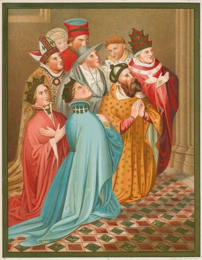 Ferdinand I, König von Aragon, seine Königin, der Kaiser Sigismund und Papst Martin V von English School