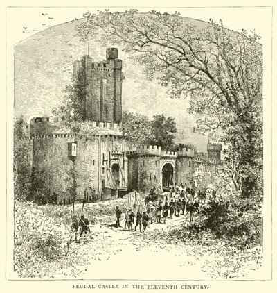 Feudale Burg im elften Jahrhundert von English School