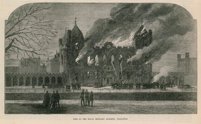 Feuer an der Königlichen Militärakademie in Woolwich von English School