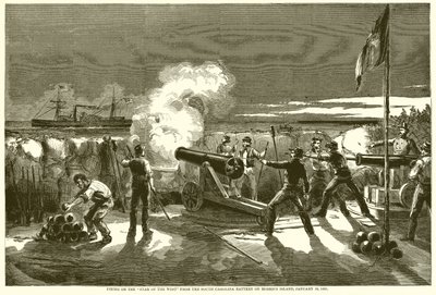 Beschuss der Star of the West von der Batterie von South Carolina auf Morriss Island, 10. Januar 1861 von English School