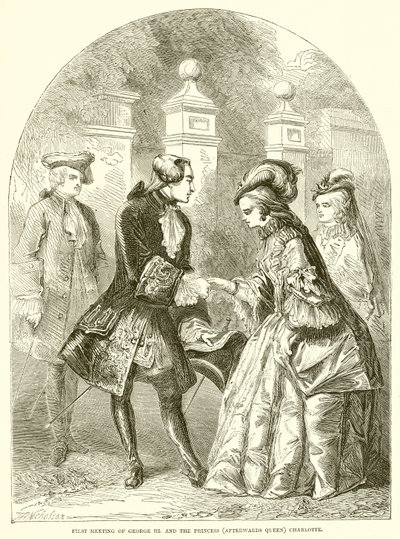 Erstes Treffen von Georg III. und der Prinzessin (später Königin) Charlotte von English School