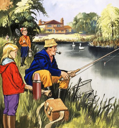 Fischer am Flussufer von English School