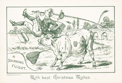 Fischer wird von Stier geworfen, Weihnachtskarte von English School