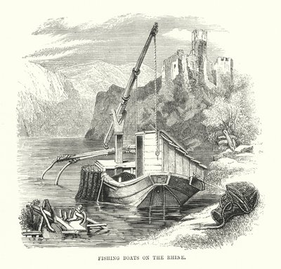 Fischerboote am Rhein (Gravur) von English School