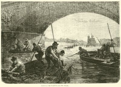 Waffenfischen in der Seine, April 1871 von English School