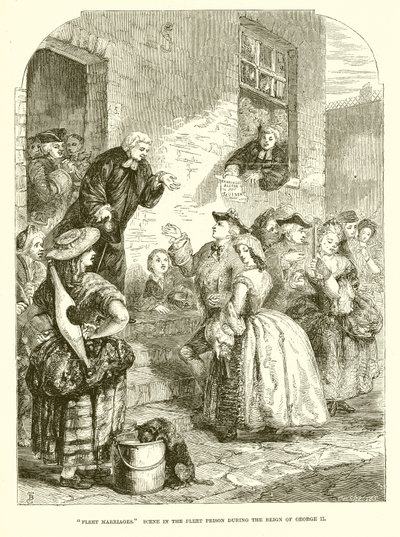 Flottenhochzeiten. Szene im Fleet-Gefängnis während der Herrschaft von Georg II. von English School