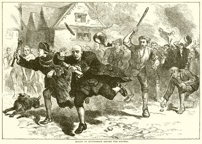 Flucht von Hutchinson vor den Aufständischen von English School