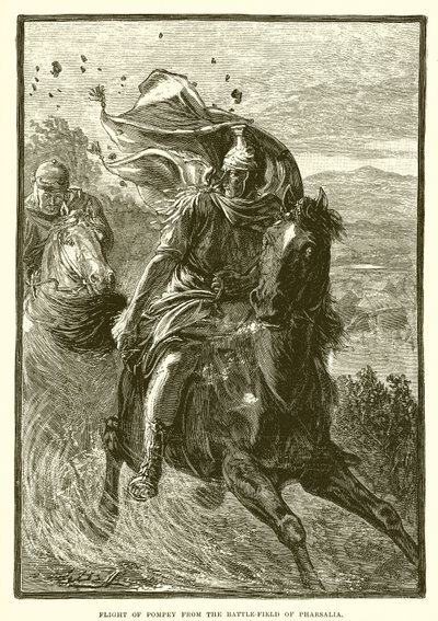 Flucht von Pompeius vom Schlachtfeld von Pharsalia von English School