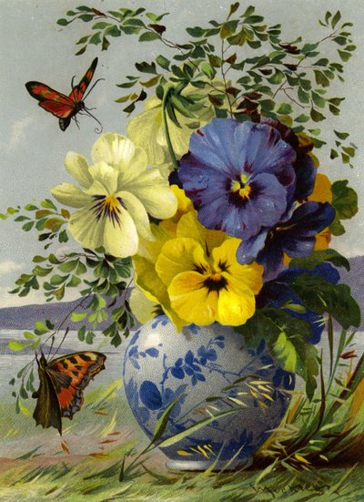 Blumen und Schmetterling von English School