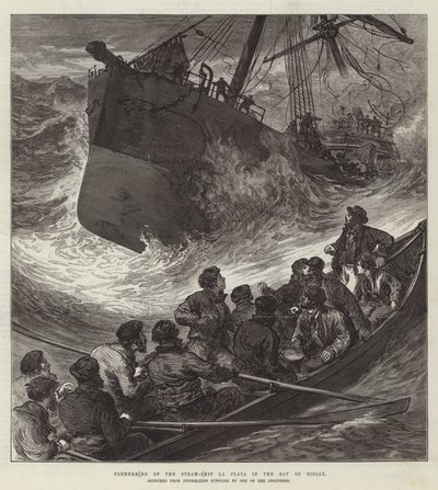 Untergang des Dampfschiffs La Plata in der Biskaya (Stich) von English School