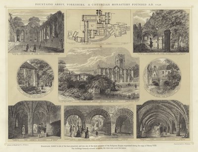 Fountains Abbey, Yorkshire, ein Zisterzienserkloster gegründet 1132 n. Chr. von English School