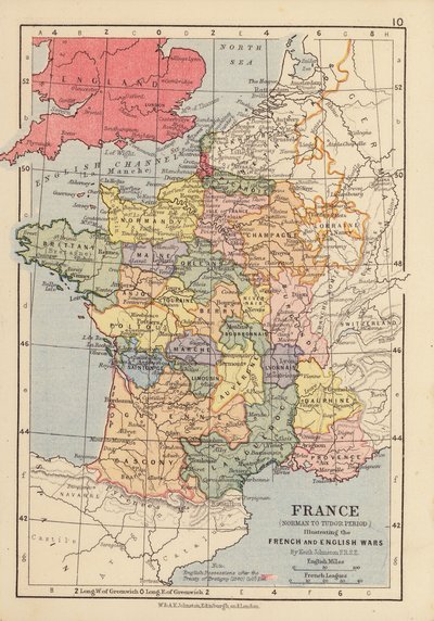 Frankreich, von der normannischen bis zur Tudor-Periode, Darstellung der französischen und englischen Kriege von English School