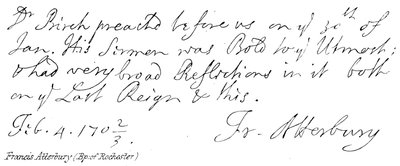 Francis Atterbury, Bischof von Rochester von English School