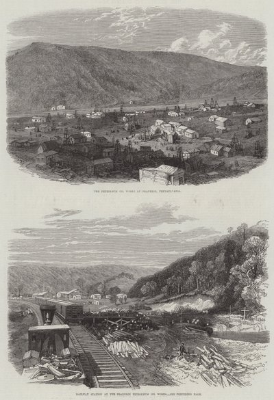 Franklin Petroleum Ölwerke (Gravur) von English School