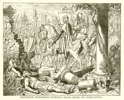 Friedrich Barbarossa betritt Mailand nach dessen Unterwerfung von English School