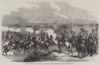 Französische Kavallerie in Luneville, ein Angriff der Kürassiere der kaiserlichen Garde (Stich) von English School