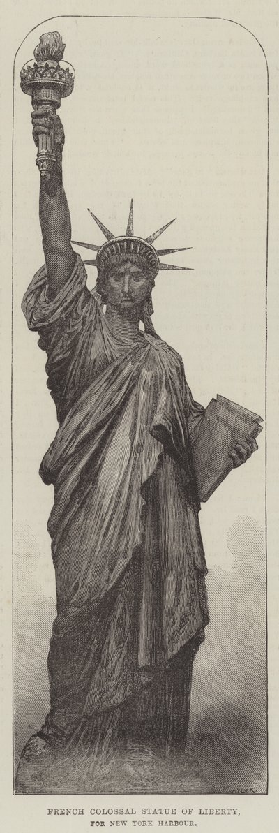 Französische Kolossalstatue der Freiheit für den Hafen von New York von English School