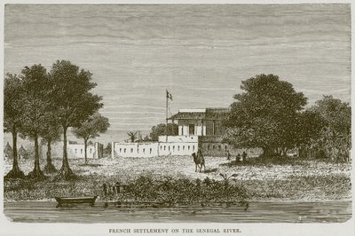 Französische Siedlung am Senegal-Fluss, Illustration aus Illustrated Travels, ca. 1880 von English School
