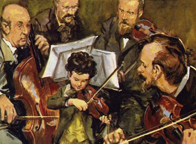 Fritz spielte mit dem Quartett seines Vaters auf einer Miniaturgeige von English School