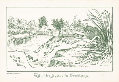 Frosch springt in den Fluss, Weihnachtskarte von English School
