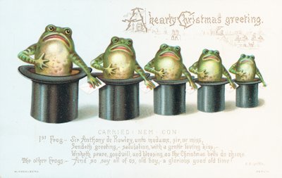 Frösche mit Zylindern! Weihnachtskarte von English School