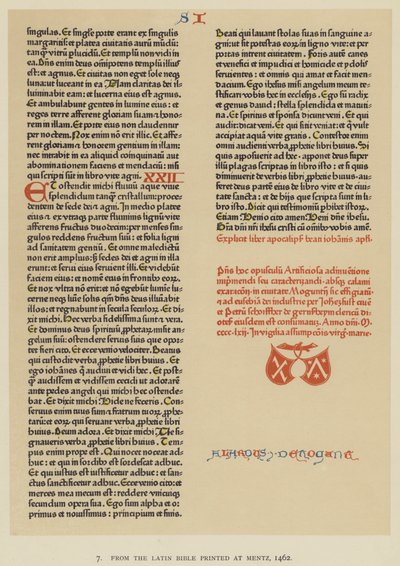 Aus der lateinischen Bibel, gedruckt in Mentz von English School