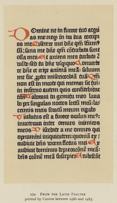 Aus dem lateinischen Psalter, gedruckt von Caxton zwischen 1480 und 1483 (Lithografie) von English School