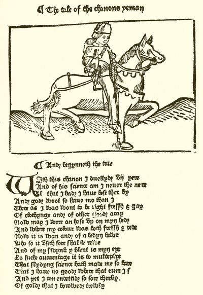 Aus der zweiten Ausgabe von Chaucers Canterbury Tales, gedruckt von Caxton von English School