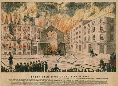 Vorderansicht des Großen Feuers von 1861 von English School