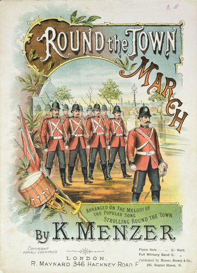 Titelseite der Partitur für Round the Town March von K. Menzer von English School