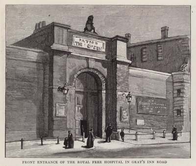 Haupteingang des Royal Free Hospital, Gray