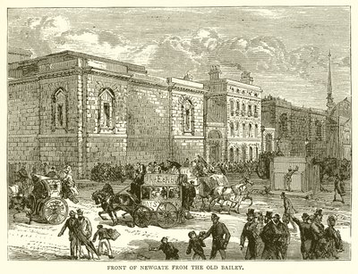 Front von Newgate von der Old Bailey von English School