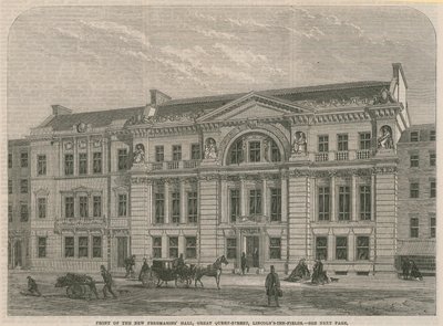 Front der neuen Freemasons Hall, Great Queen Street, Lincolns Inn Field, London von English School