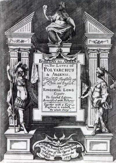 Frontispiz für Argenis von John Barclay, zweite englische Ausgabe, 1636 von English School