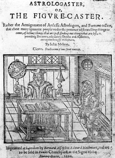Frontispiz zu Astrologaster, oder der Figurenwerfer von John Melton, veröffentlicht 1620 von English School