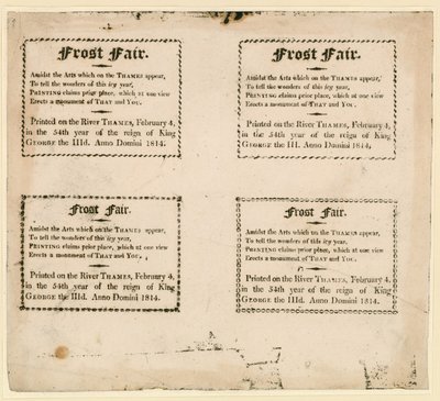 Frostmarkt von 1814 - Souvenirs auf dem Eis gedruckt von English School