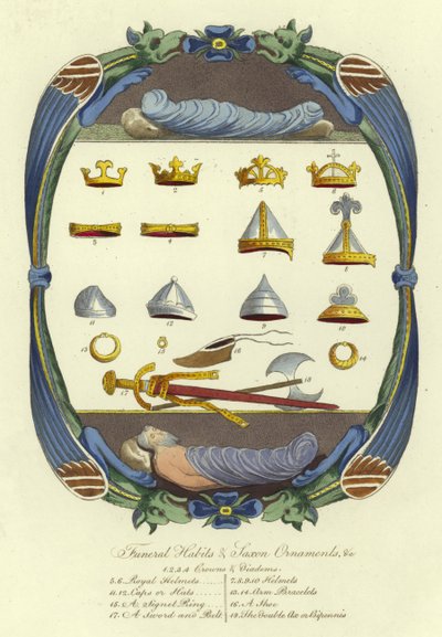 Beerdigungsgewänder und sächsische Ornamente von English School