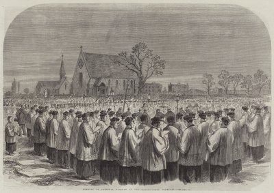 Beerdigung von Kardinal Wiseman auf dem Kensal-Green-Friedhof (Stich) von English School