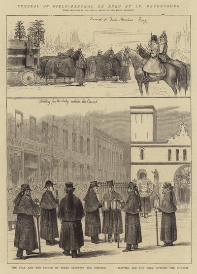 Beerdigung von Feldmarschall de Berg in St. Petersburg (Stich) von English School