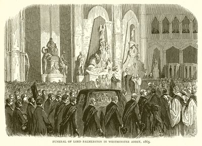 Beerdigung von Lord Palmerston in der Westminster Abbey, 1865 von English School
