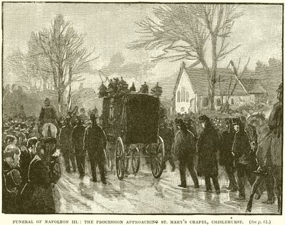 Beerdigung von Napoleon III.: Die Prozession nähert sich der St. Marys Kapelle, Chislehurst von English School