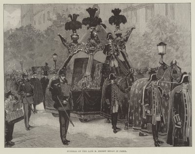 Beerdigung des verstorbenen M Ernest Renan in Paris (Stich) von English School