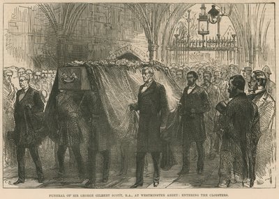 Beerdigung des verstorbenen Sir George Gilbert Scott, RA, in der Westminster Abbey, Eintritt in die Kreuzgänge von English School