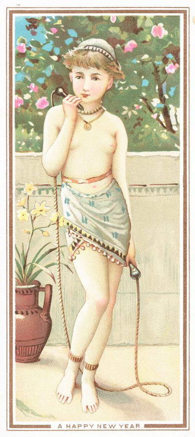 Mädchen mit Springseil, Neujahrskarte von English School