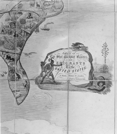 Spiel des Sternenbanners oder Auswanderer in die Vereinigten Staaten, um 1840 (Detail) von English School